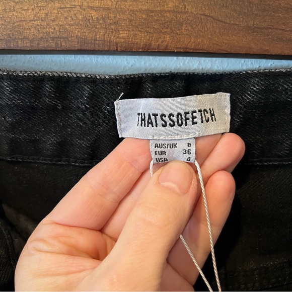 THATSSOFETCH Varski Semi-Wide Leg Black High Waisted Raw Hem Jeans - Picture 9 of 11